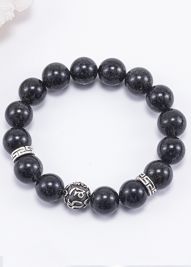 Vòng Tay Phong Thủy Nam Đá Thạch Anh Tóc Đen Phối Charm Cầu Bạc Mệnh Thủy, Mộc Ngọc Quý Gemstones