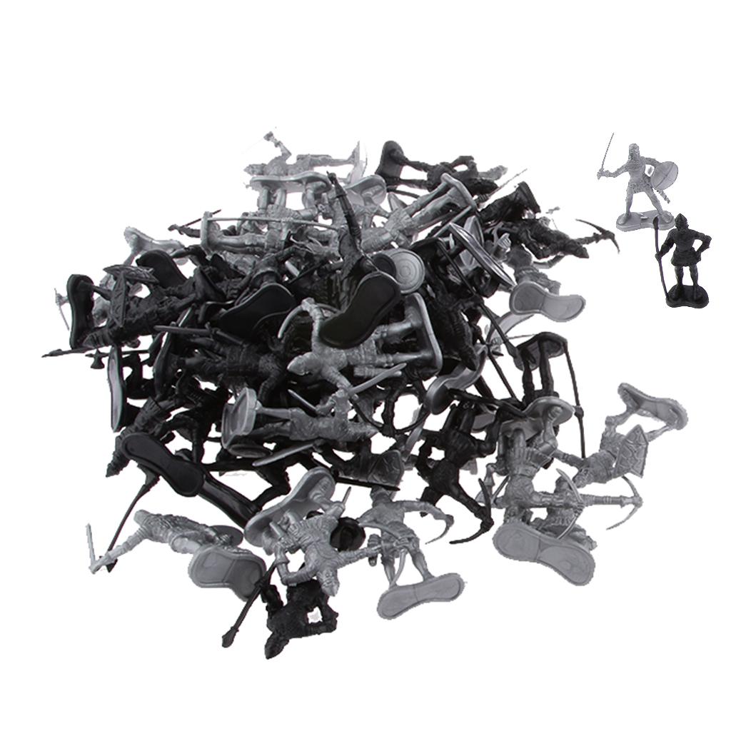 60 Cái/lốc Bạc Đen Chiến Binh Thời Trung Cổ Binh Sĩ Quân Đội Nhân Vật Playtoy Tặng