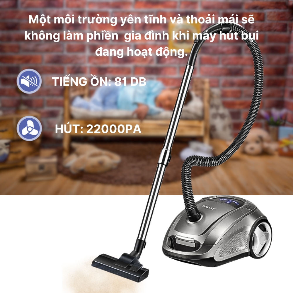 Máy hút bụi cầm tay gia đình SOKANY SK-13041 với lực hút lên đến 220.000Pa có màn hình LCD vô cùng tiện ích - HÀNG CHÍNH HÃNG - DELIYA