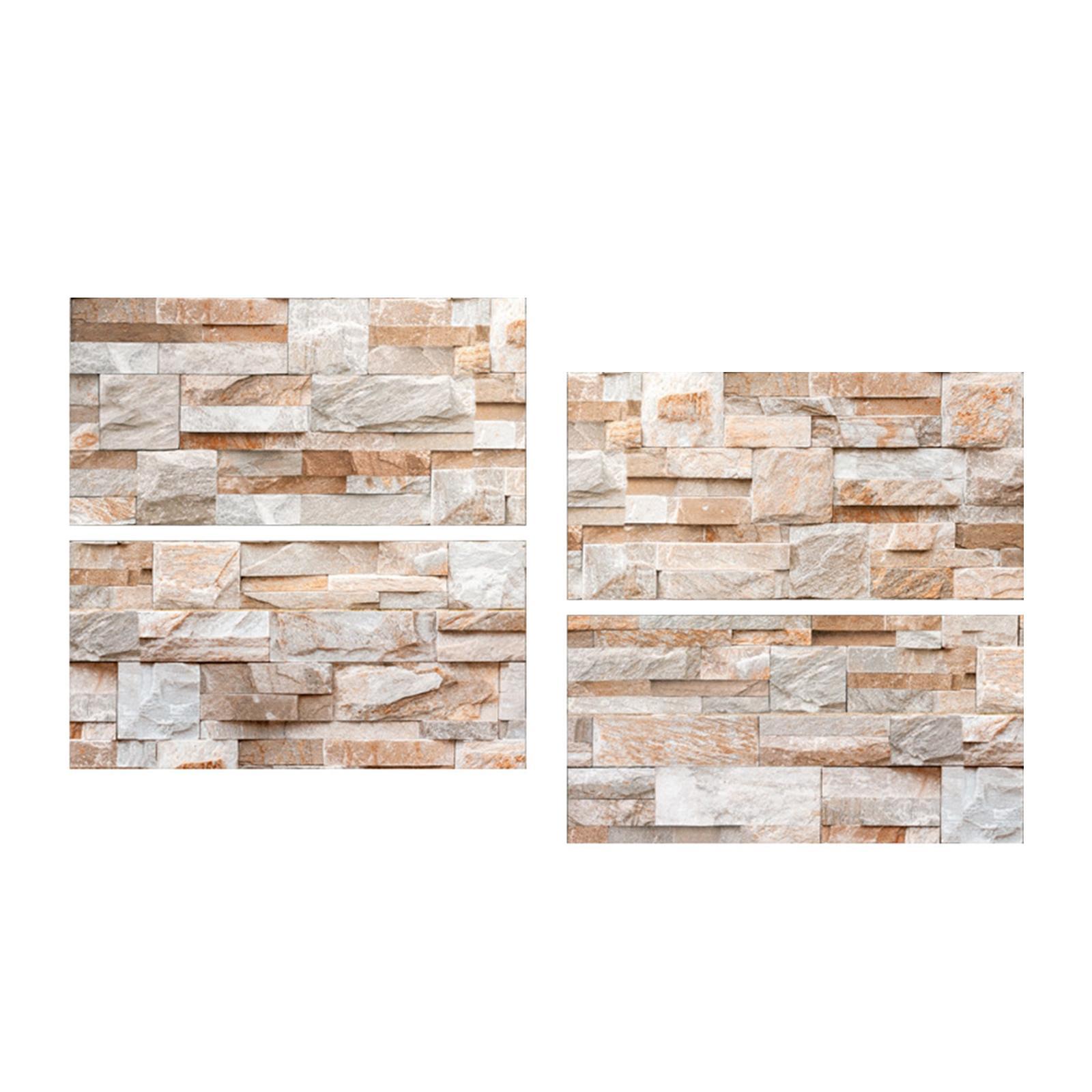4Pcs 3D Brick Wallpaper  Wall Stickers Waterproof Self Paste Decorative Wall Decal Wall Panels for Furniture Laundry Dining Room
