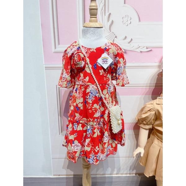 Đầm bé gái, váy bé gái hoa cột nơ lưng thời trang VyVy Kids Fashion