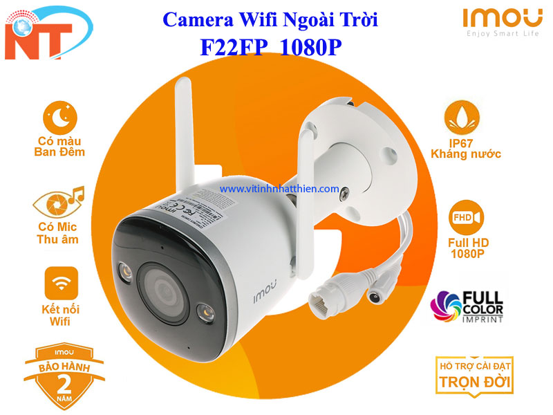 CAMERA WIFI IMOU NGOÀI TRỜI IPC F22FP IMOU 2M 1080P Full color BAN ĐÊM CÓ MÀU - Hàng chính hãng