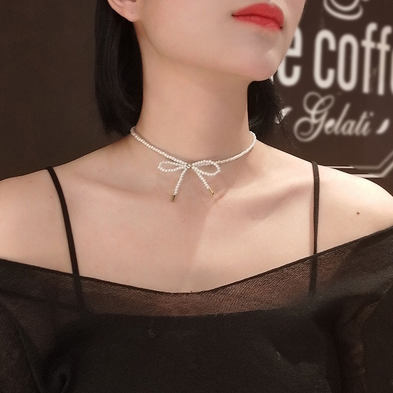 Vòng cổ nữ hàn quốc - chocker ngọc trai nhân tạo