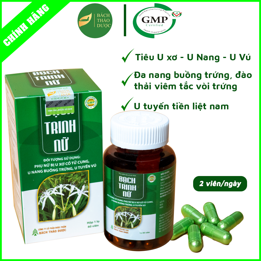 BẠCH TRINH NỮ tiêu u nang, đa nang buồng trứng, u xơ tử cung, viêm tắc vòi trứng, u vú an toàn lành tính (50 viên)