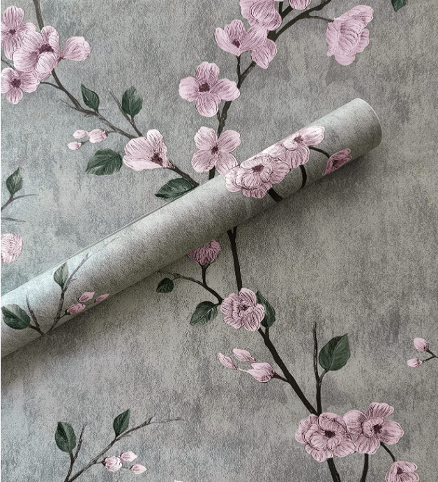 Combo 10 mét giấy dán tường, decal dán tường trang trí nhà cửa NHÀNH HOA CỔ ĐIỂN ĐẬM khổ 45cm