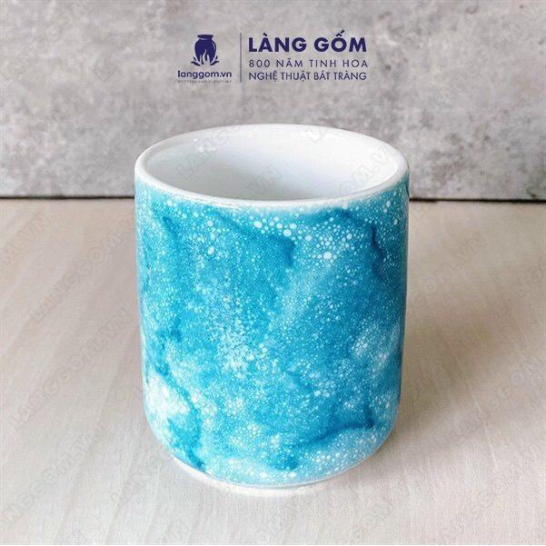 Cốc uống nước, Ly sứ vân đá dáng cốc trụ - Gốm sứ Bát Tràng cao cấp - Làng Gốm Bát Tràng