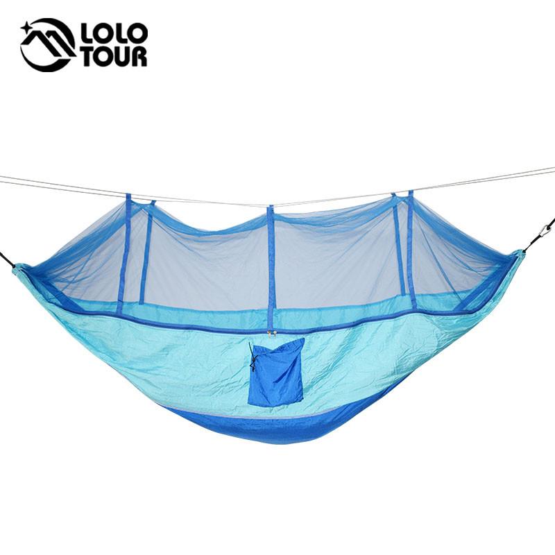 Cắm Trại Ngoài Trời Võng Dù Lưới Chống Muỗi Flyknit Đôi Giải Trí Ngủ Treo Ghế Lều Du Lịch Sinh Tồn Xanh Quân Đội