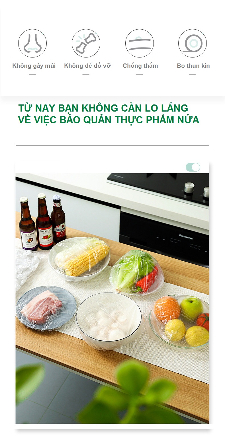 Combo 100 Màng Bọc Thực Phẩm Phiên Bản Mới Siêu Tiện Lợi - Kèm Túi Gấu Siêu Xinh - Hàng Chính Hãng