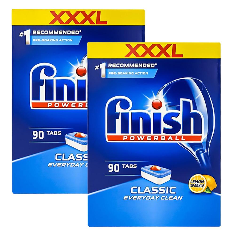 Combo 2 hộp 90 viên rửa bát Finish nhập khẩu Châu Âu Classic Dishwasher Tablets Lemon - hương chanh