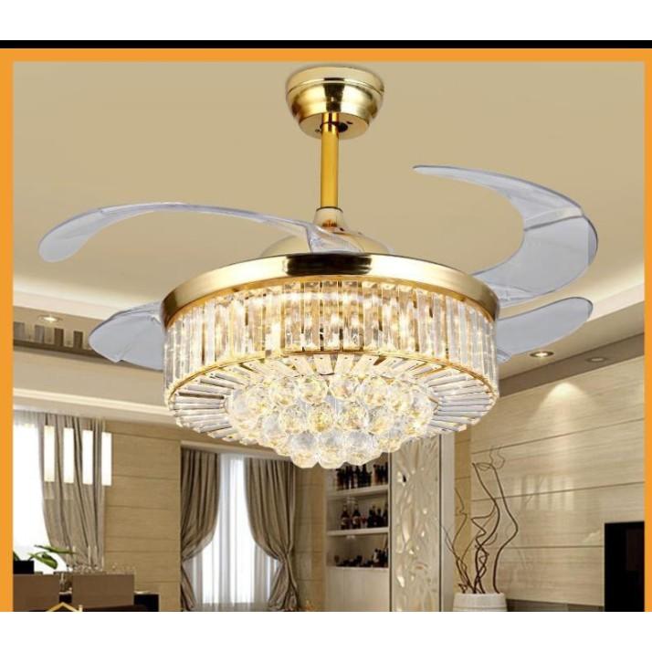 Động cơ DC lõi đồng , thân đèn phale} Quạt trần đèn dấu cánh, quạt trần phòng khách, 3 màu ánh sáng - GRE19