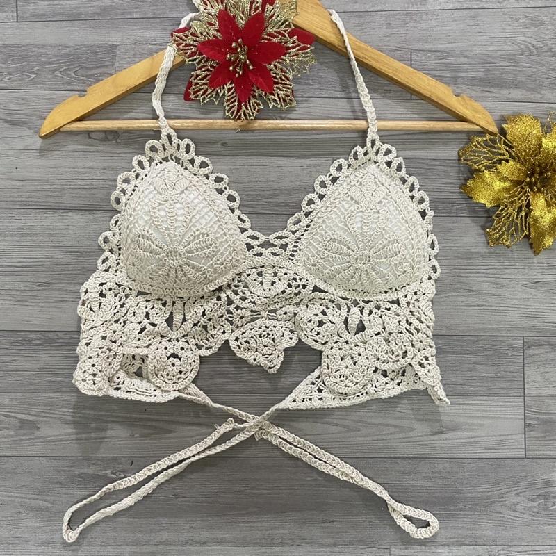 58-Set bikini đi biển len móc 3 món đồ bơi mùa hè 2023