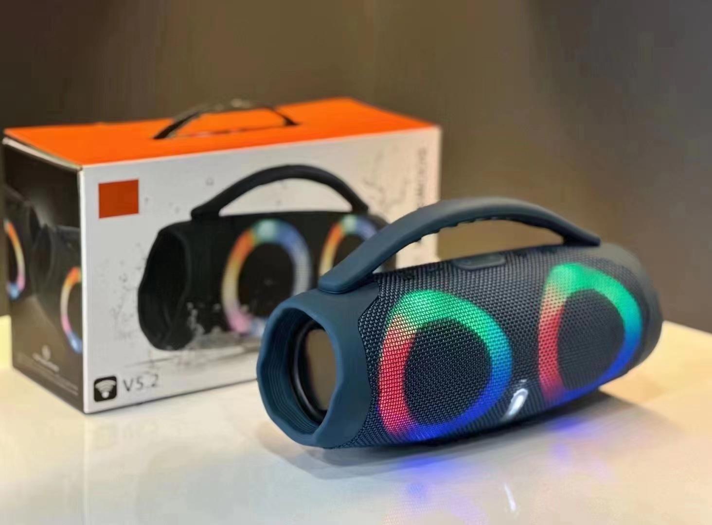 Loa bluetooth công suất cao 100W di động Loa siêu trầm không dây chống thấm nước có đèn RGB đầy màu sắc Âm thanh nổi vòm 360 độ TWS FM boombox Màu sắc: Đen Nhỏ