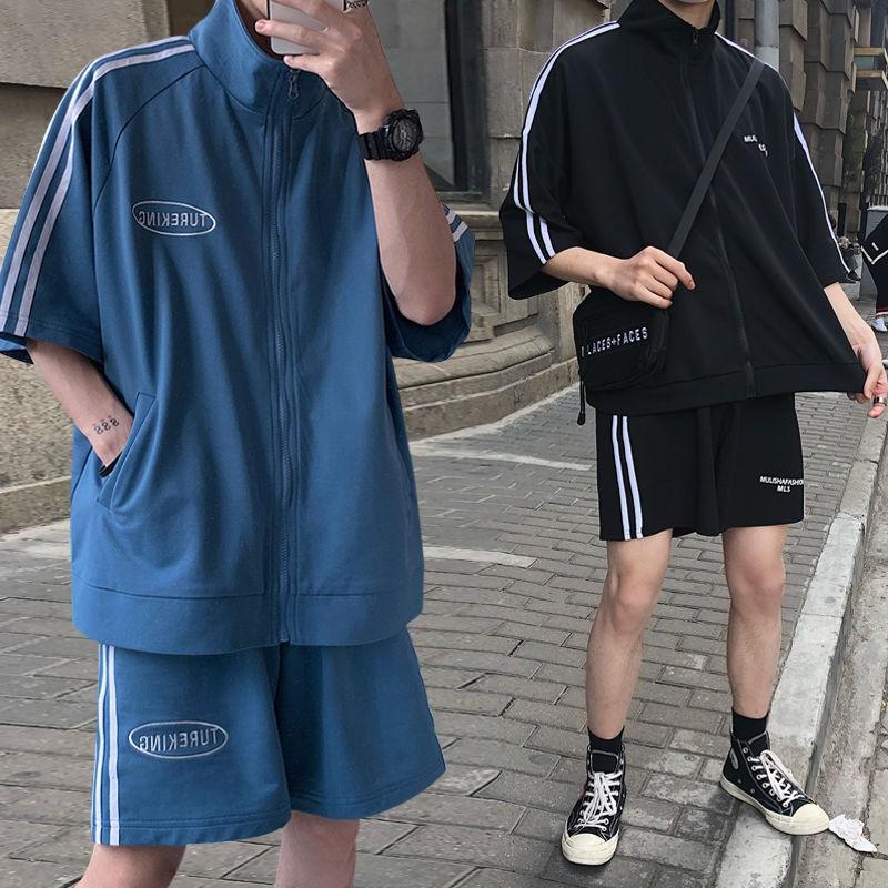 Set quần áo thể thao nam nữ tay lỡ mùa hè cá tính ulzzang unisex 3 sọc