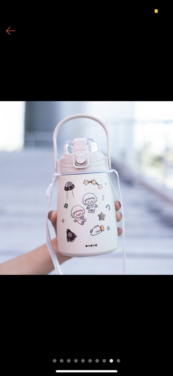 Bình Nước Giữ Nhiệt Cute, Bình Nước Giữ Nhiệt Kèm Ống Hút (tặng kèm sticker 2D,3D Inox 304 không rỉ)