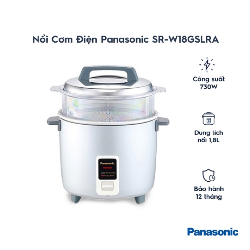 Nồi Cơm Nắp Rời Panasonic SR-W18GSLRA - Hàng Chính Hãng