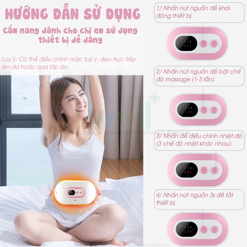 Đai Massage Làm Ấm Bụng Giảm Đau Bụng Đau Lưng Cho Phụ Nữ Đến Kì, Đai Chườm Nóng Giảm Đau Bụng Kinh