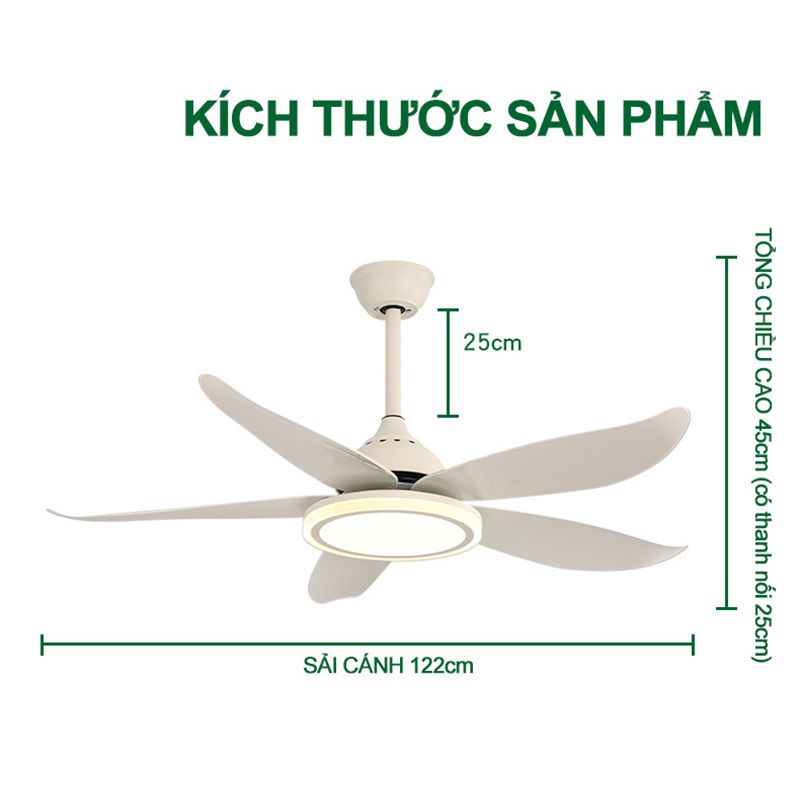 Quạt trần đèn trang trí phòng khách đẹp hiện đại - HLFAN089