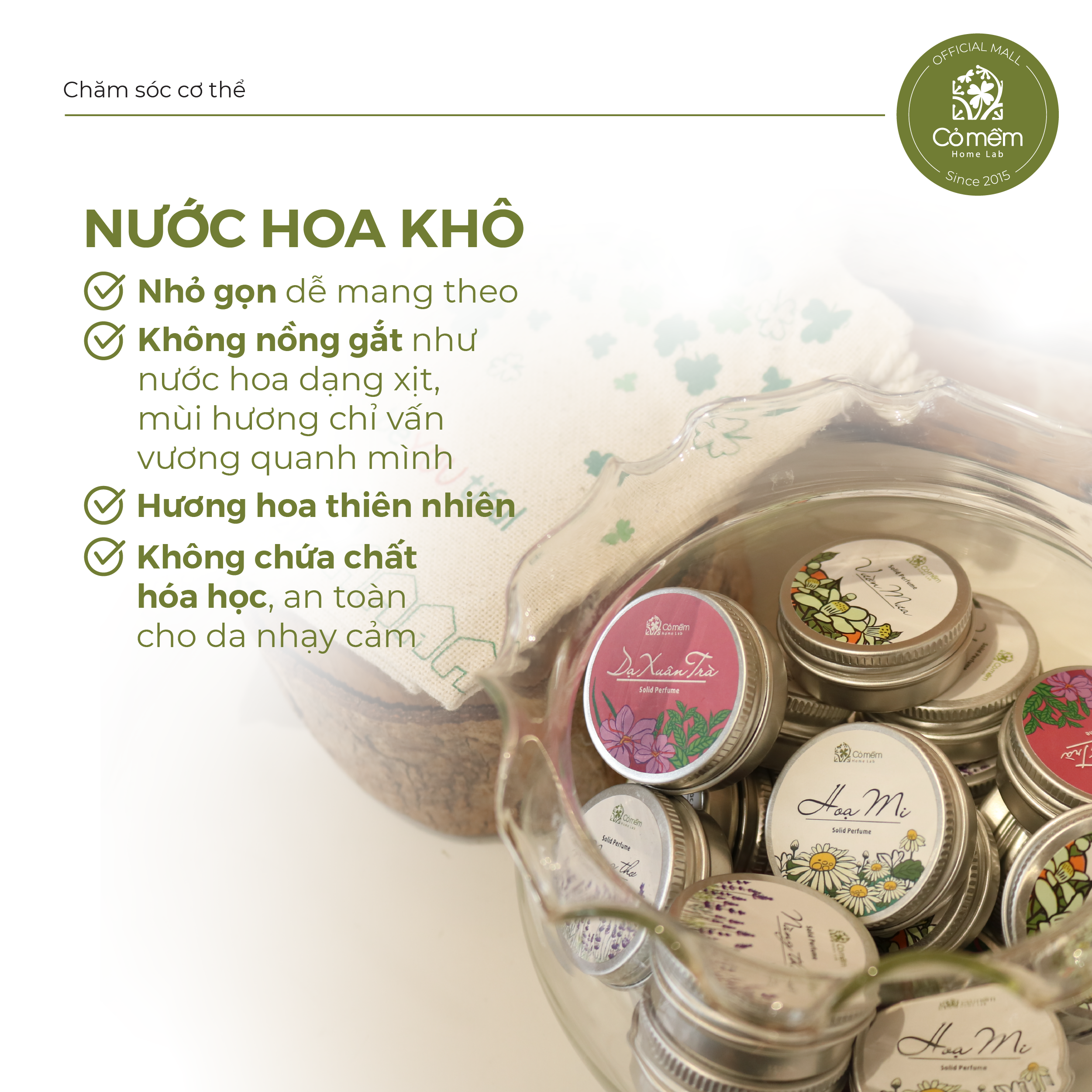 Nước hoa khô Dạ Xuân Trà Cỏ Mềm