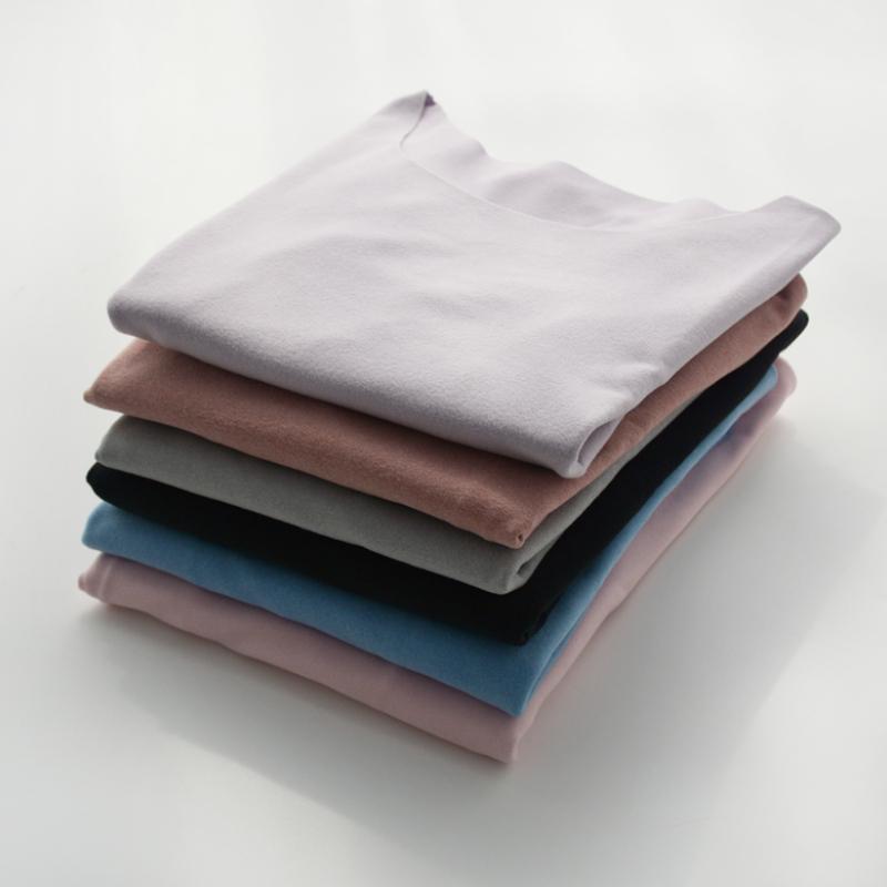 Áo Giữ Nhiệt Lót Áo Màu Trơn Dài Tay Giữ Ấm Mùa Đông Plus Nhung Mềm Mại Hàng Ngày Undershirts Cổ Tròn Liền Mạch Quần Áo