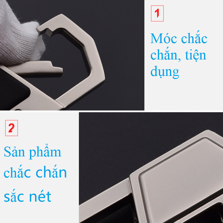 Móc chìa khóa đa năng ô tô, xe máy, gia đình thương hiệu JOBON - Thép hợp kim cao cấp - Da thật 100% - Trọng lượng: 36g -  Mã: ZB-018 - Hàng Nhập Khẩu