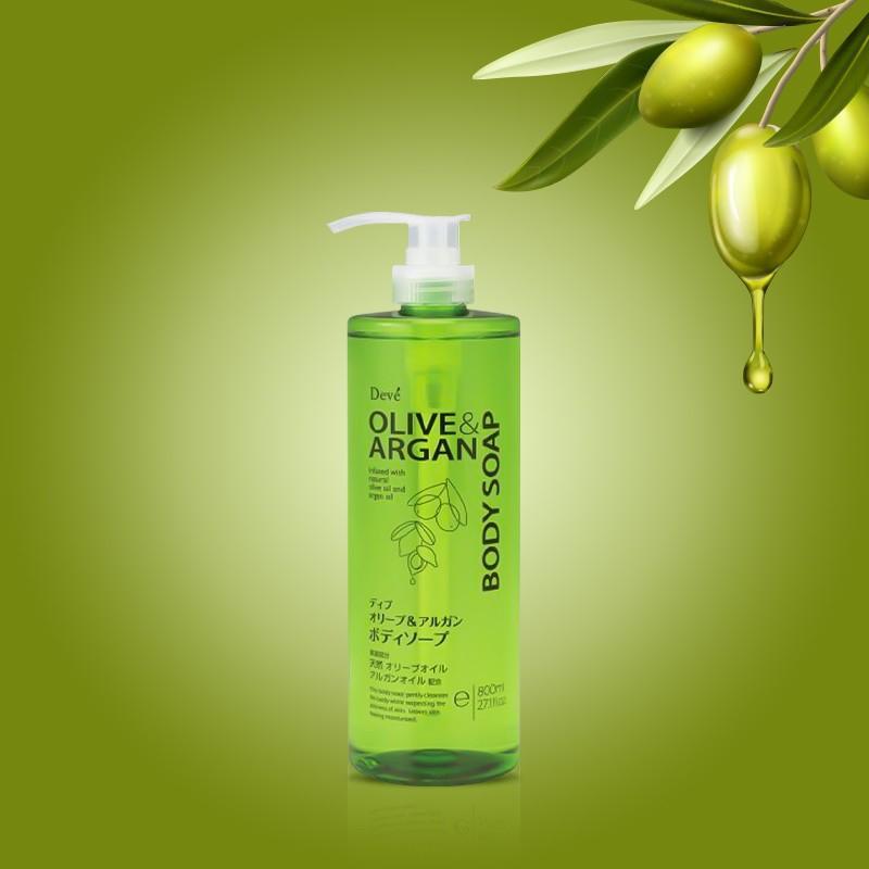 Sữa Tắm Deve Body Soap Chiết Xuất Dầu Olive &amp;amp; Argan Dưỡng Sáng, Làm Mềm Da  (800ml)