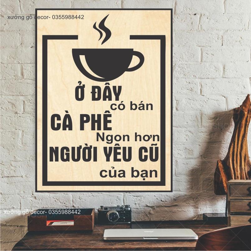 Tranh treo tường quán Cafe, quán trà sữa trang trí tiệm shop, decor không gian bằng gỗ