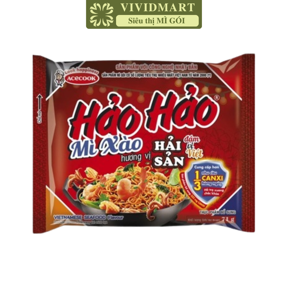 ACECOOK - Mì Hảo Hảo hương vị mì xào hải sản, Mì ăn liền Hảo Hảo mì xào hải sản, Mì xào Hảo Hảo hải sản (71g/ gói)