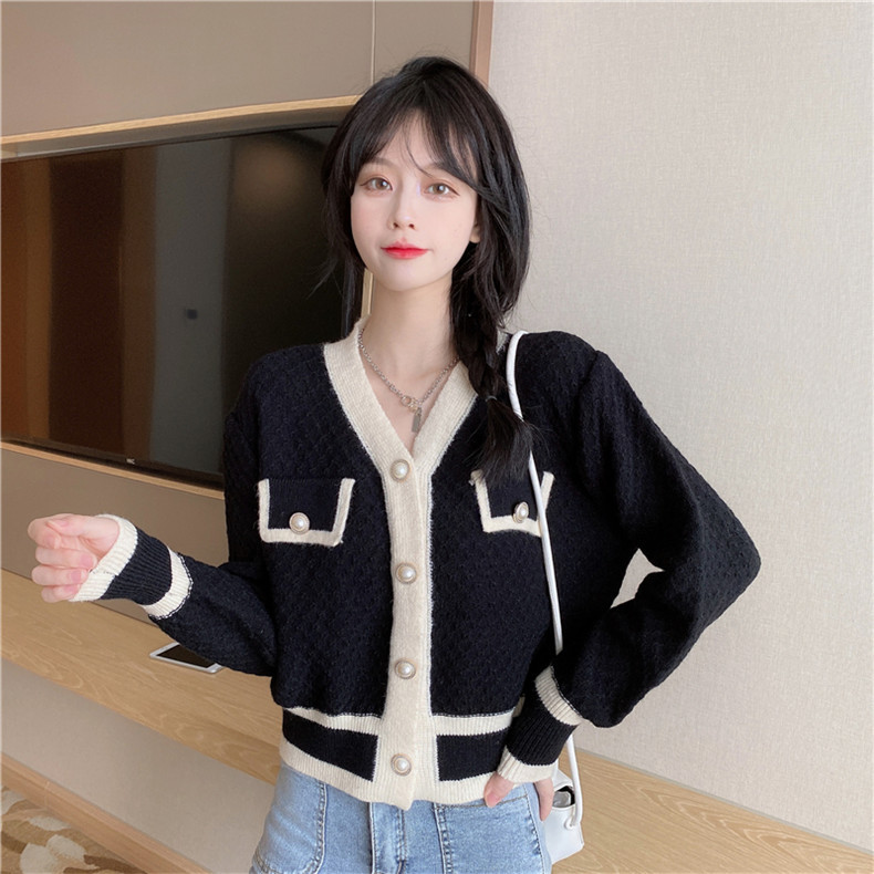 HÀNG QUẢNG CHÂU - ÁO KHOÁC CARDIGAN LEN TAY DÀI PHỐI VIỀN KẾT NÚT RETRO - DL69156