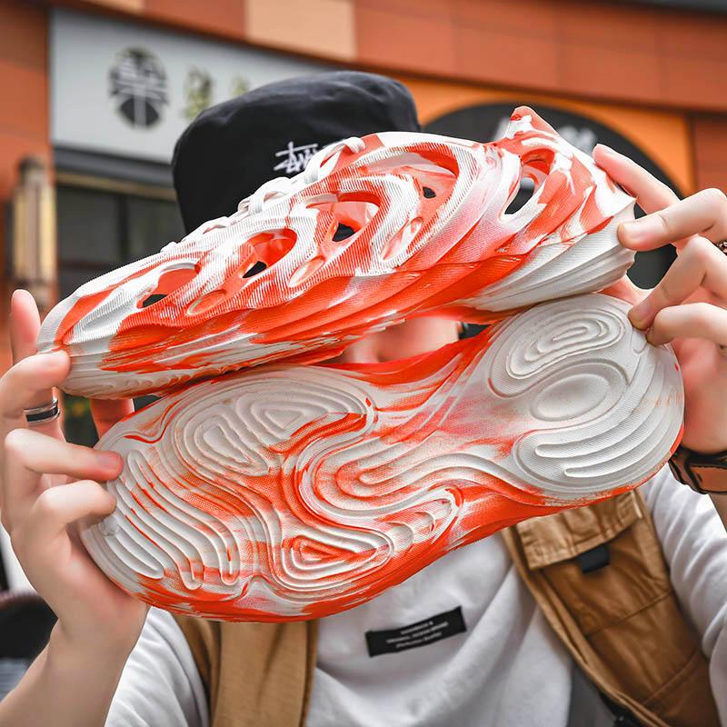 UNISEX Bãi biển Sandal Eva Phụ nữ Đàn ông Giày Garden Garden Giày cà vạt Giày sneakers Sneakers Giày Water Slip-On Foam Runner Color: White Orange Shoe Size: 43