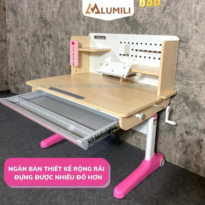 Bàn học chống gù chống cận lumili ABC house mặt bàn gỗ tự nhiên cao cấp bàn ghế học sinh thông minh