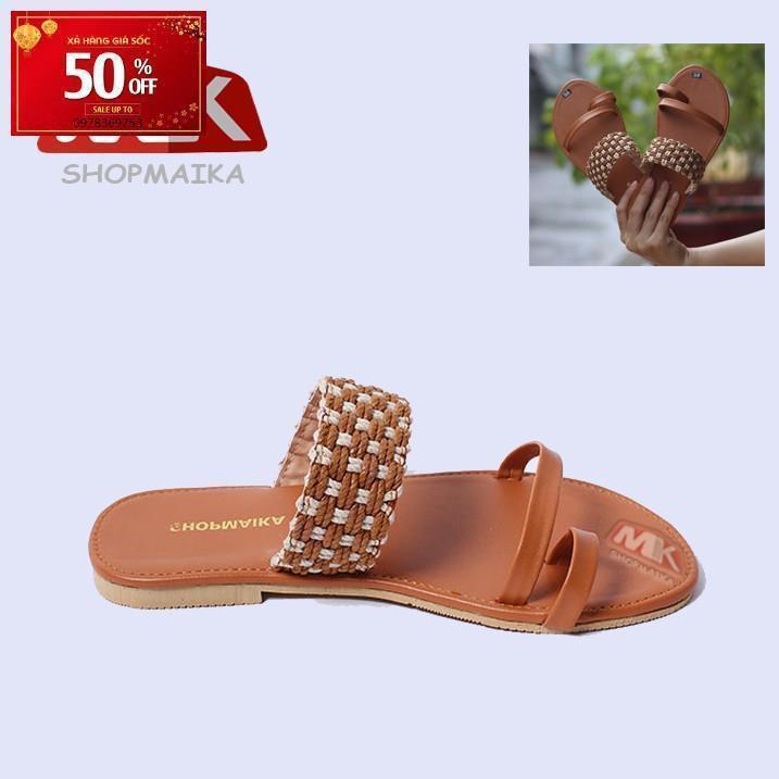 Dép Quai Ngang Xỏ Ngón Thời Trang S122 Nâu