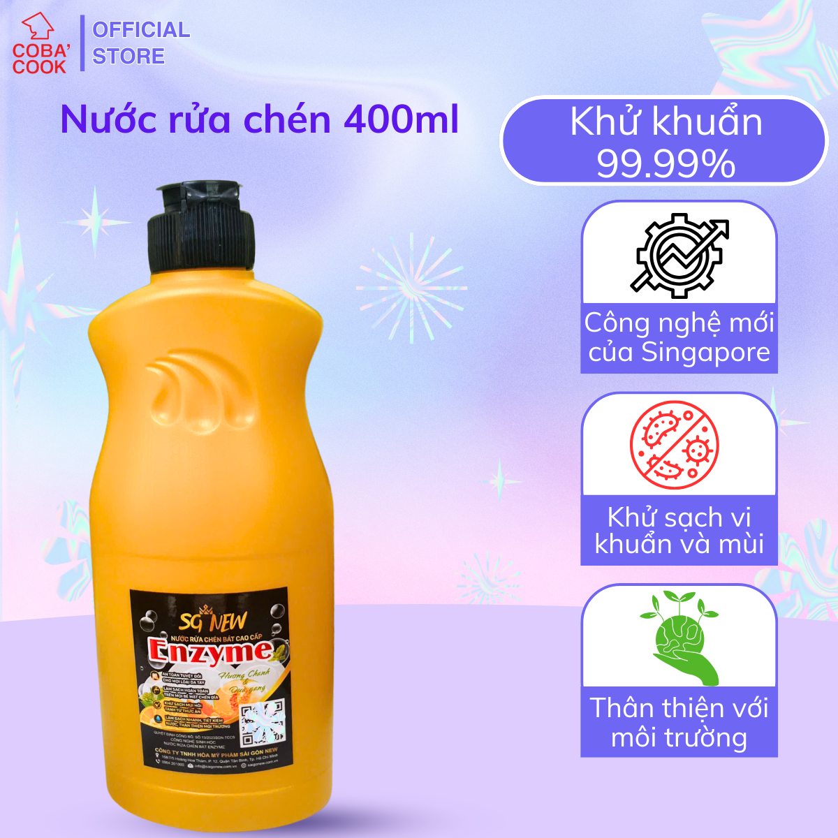 Nước rửa chén - nước lau sàn công nghệ sinh học SGNew (Dung tích 400ml - 1L) - Hàng chính hãng
