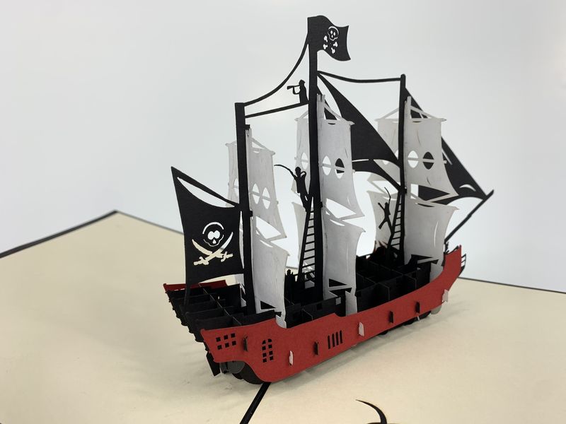 Thiệp 3D Thanh Toàn - Thuyền và xe - Thuyền cướp biển Ca-ri-bê - TH07