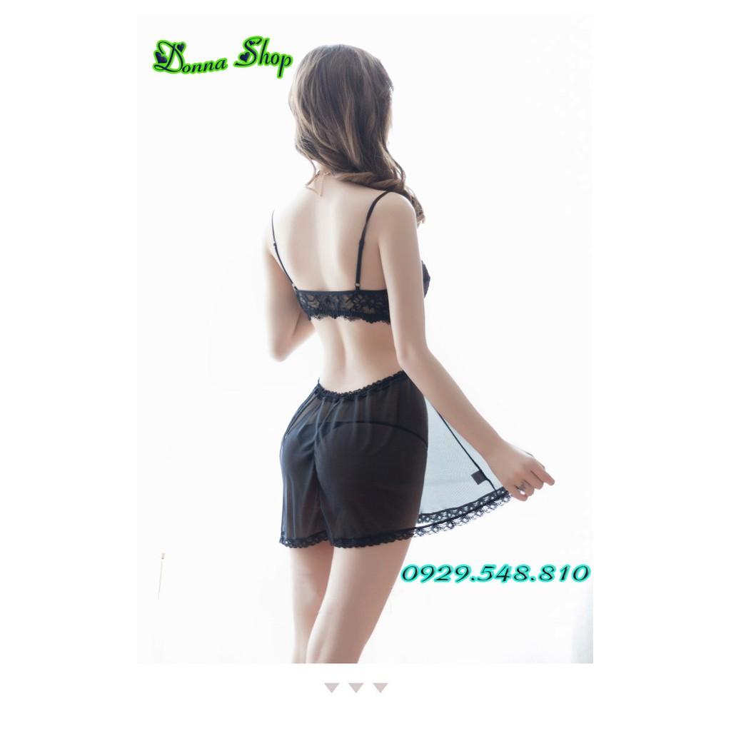 Váy ngủ sexy - Chất liệu voan ren mềm mịn - Mã DN03 Đen