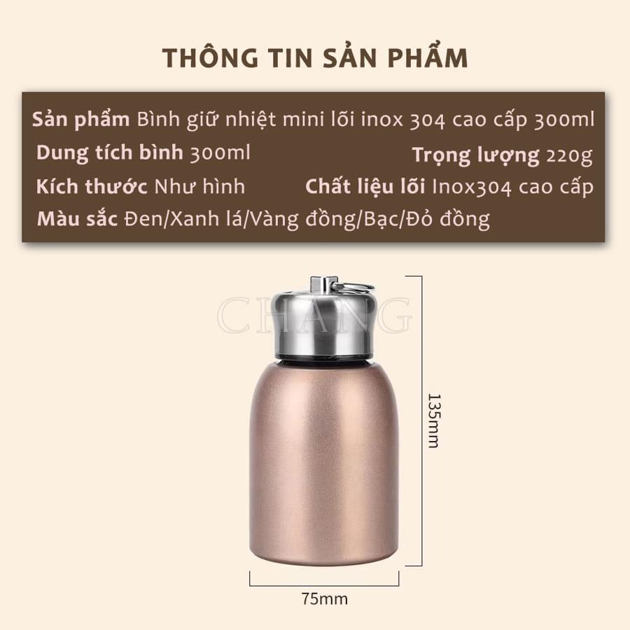 Bình Nước Giữ Nhiệt Zeyu Mini Lõi Inox 304 300ml, Ly Giữ Nhiệt 5 Lớp Cách Nhiệt Cao Cấp Giữ Nhiệt Lên Đến 12 Giờ