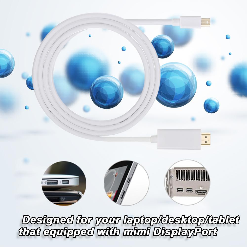 Cáp DisplayPort HD mini độ phân giải cao 1080P.Cáp thay thế cho MacBook / Pro / PC / Notebook 1.8m
