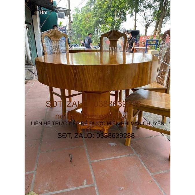 bộ bàn ghế ăn bàn tròn hộp vs 6 ghế gỗ hương nam phi