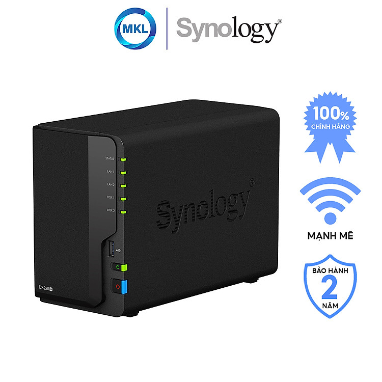 Combo Thiết Bị Lưu Trữ Synology DiskStation DS220 + 2 ổ cứng NAS N300 8TB - Hàng Chính Hãng