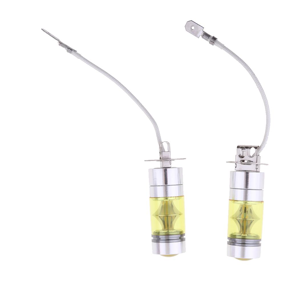 2 Pieces H3 20LED 1000LM 100W High Power Projector Fog Driving Light Bulbs - Yellow