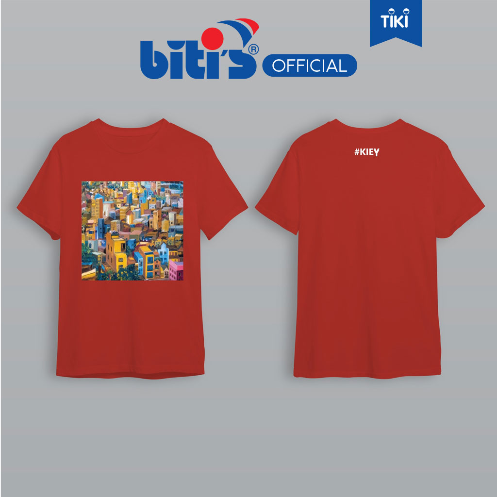 [BST đặc biệt BITI'S X KIEY] Áo Thun Cotton Kiey Unisex Earth Red T-Shirt (Limited) BOU000500DOO (Đỏ) -  S 45-&gt;55kg