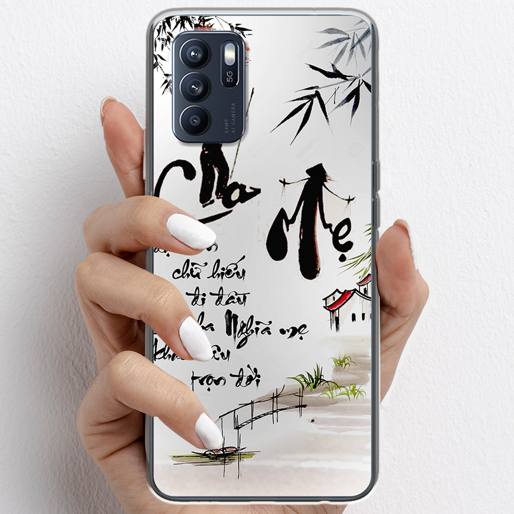 Ốp lưng cho Oppo Reno6 , Reno6 Z, Reno6 Pro  nhựa TPU mẫu Thư pháp cha mẹ