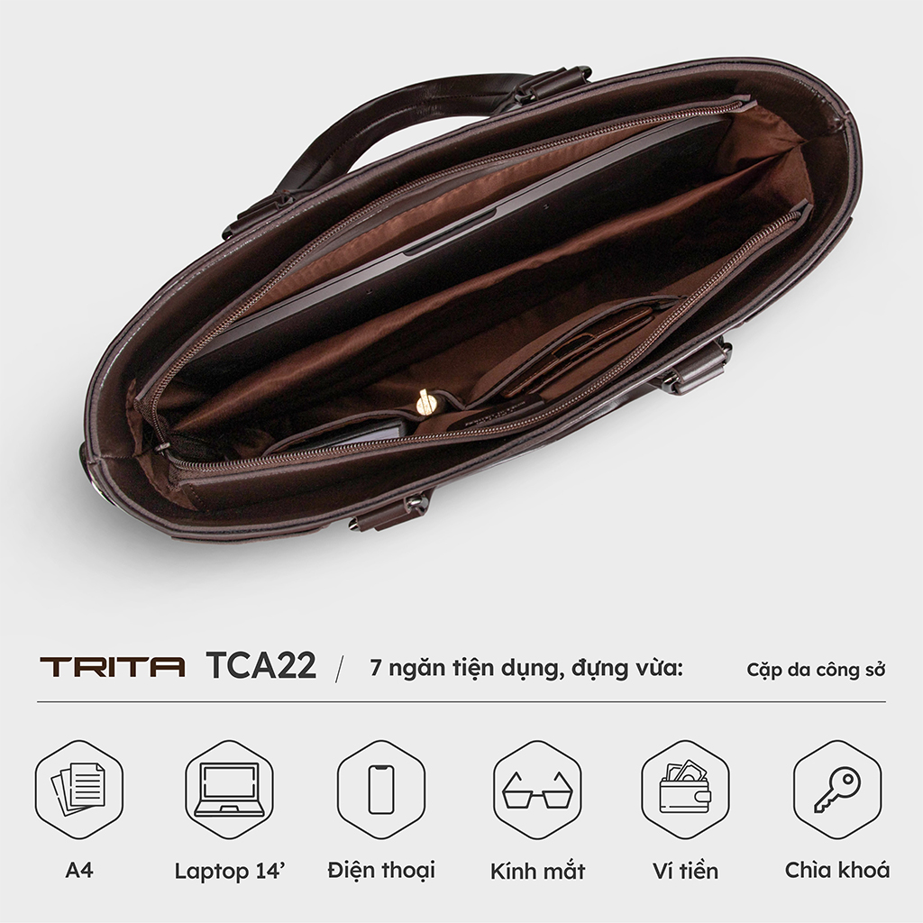 Cặp công sở Trita ( Thời trang nam hiện đại đựng vừa laptop 13 inch - Cặp da TCA22 )
