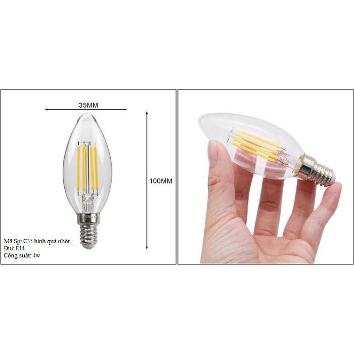 Bóng đèn LED Edison C35 4w E14/E27 2700k, êm dịu, thân thiện môi trường