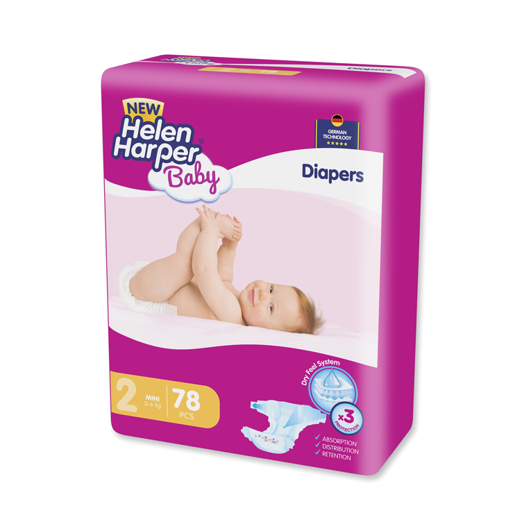 Tã dán Helen Harper Mini, size 2 cho bé 3-6 kg, 78 miếng/gói