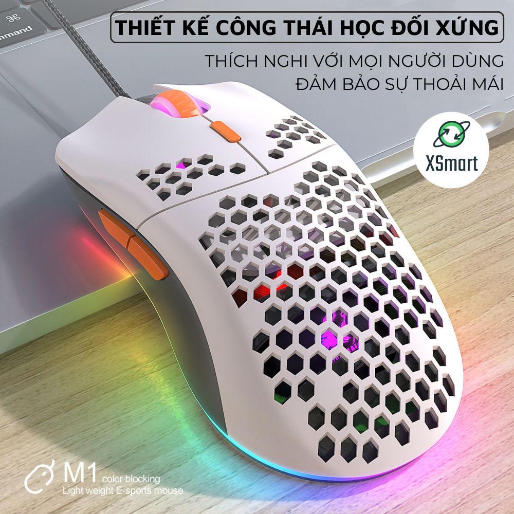 Chuột Máy Tính, Chuột Vi Tính LED RGB M1 PRO 2024 Cực Đẹp, Thiết Kế Chuột Gaming Độc Lạ-Hàng Chính Hãng