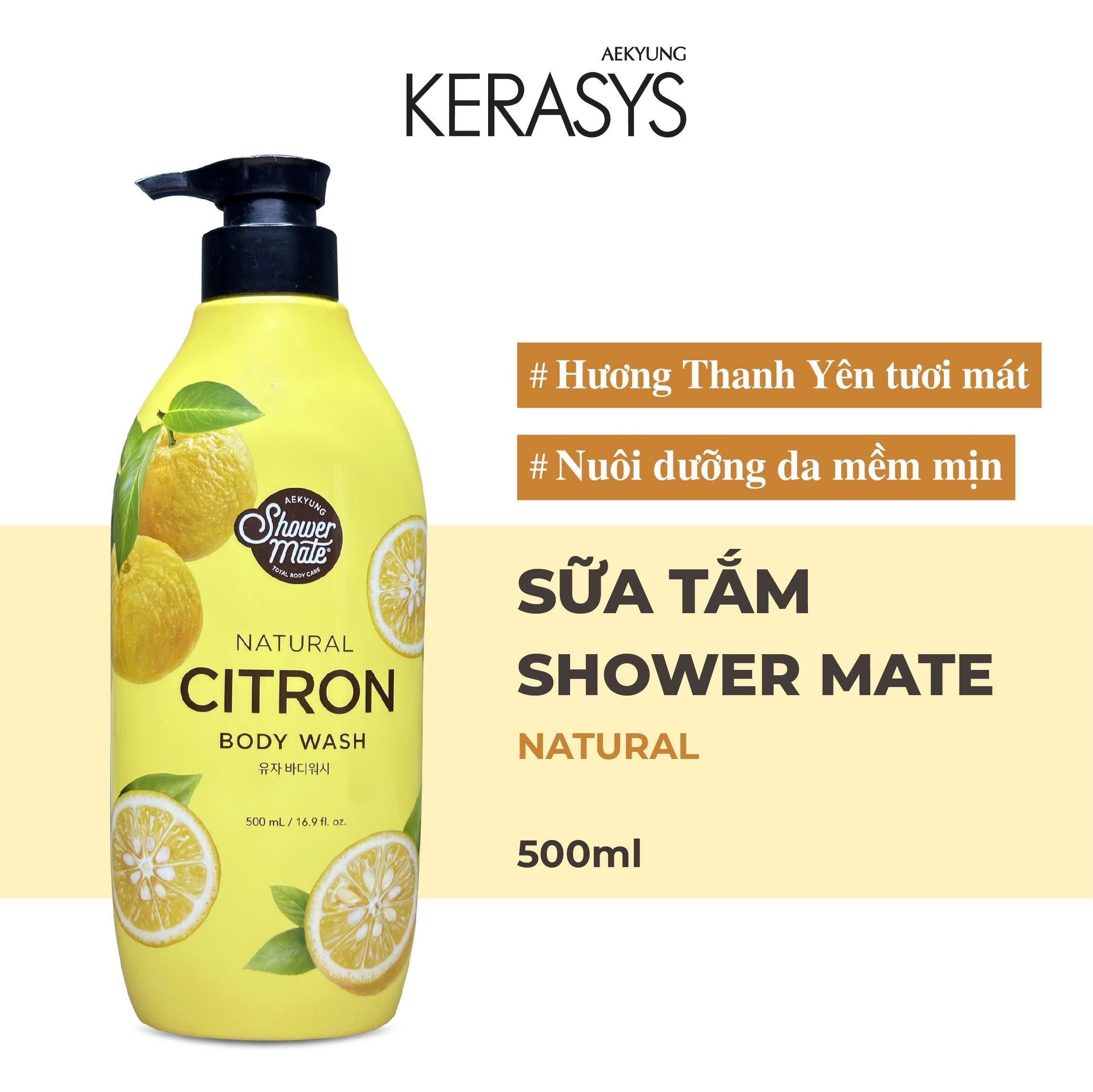 Sữa tắm cao cấp Hàn Quốc Aekyung Showermate Natural Citron (Hương Thanh Yên tươi mát) 500ml