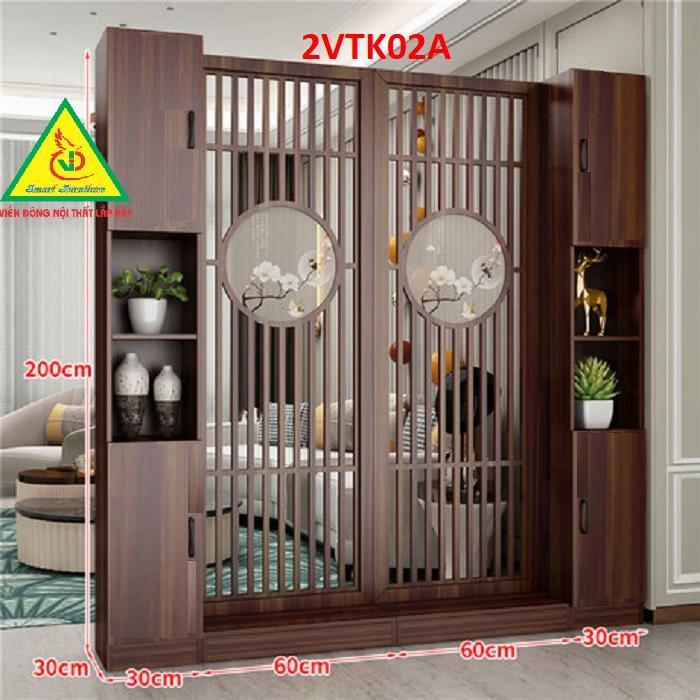 Tủ kệ trang trí kiêm vách ngăn phòng khách , nhà bếp 2VTK02 - Nội thất lắp ráp Viendong Adv