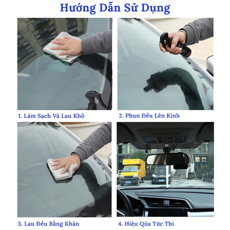 Nano Xịt Kính Ô Tô Chống Bám Nước Mưa Hiệu Quả Sáp Phủ Sơn Xe Hơi Dạng Xịt Chống Thấm 500ml 80