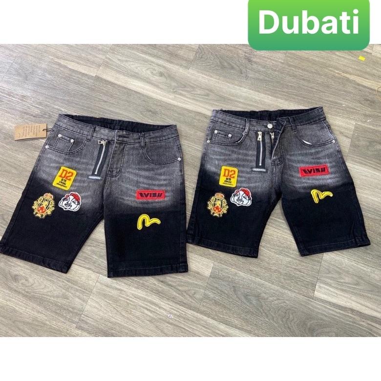 QUẦN SỌT SHORT LỬNG JEAN NAM CHẤT BÒ KIỂU KHÓA LỆCH ĐEN THÊU EVISU NHẬT BẢN PHONG CÁCH SÀNH ĐIỆU MỚI DB-6691 - DUFASHION