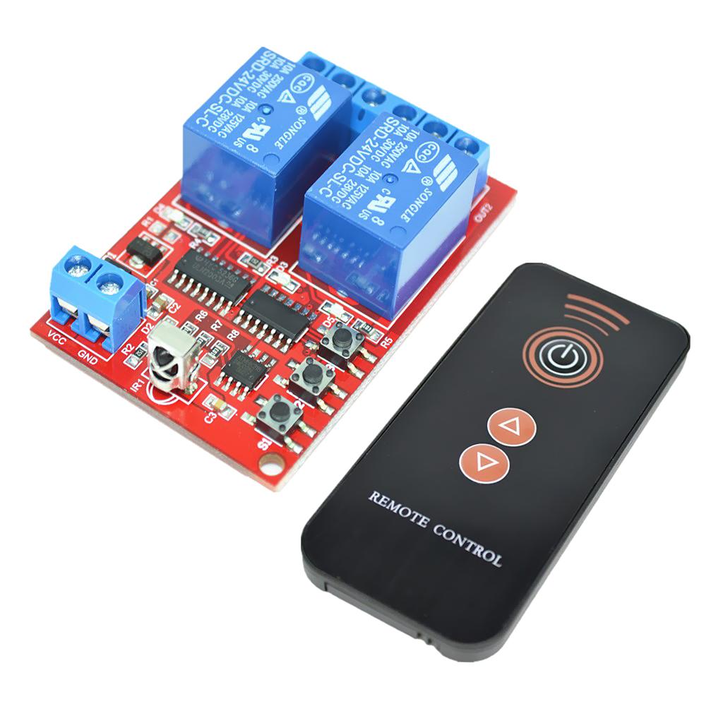 2 Channel 24V Wireless Infrared Relay Switch Receiver + Black Switch
